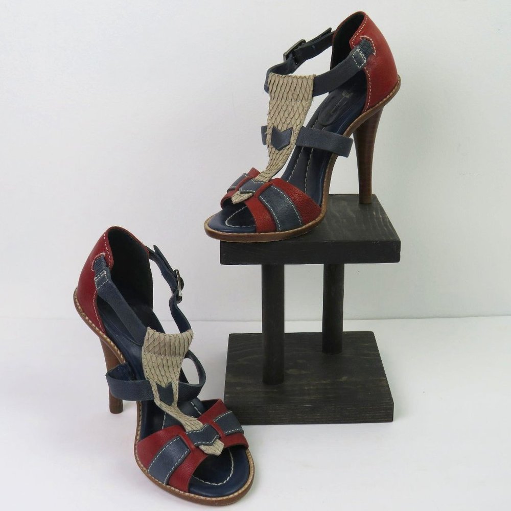 7 For All Mankind Farran Leather Strappy Heels 6M